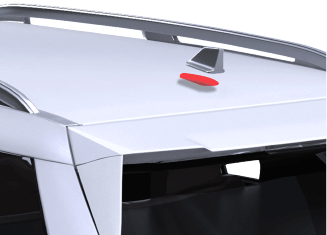 Shark fin antenna/spoiler mounting