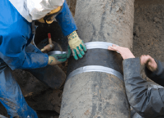Steel pipe winding and protection